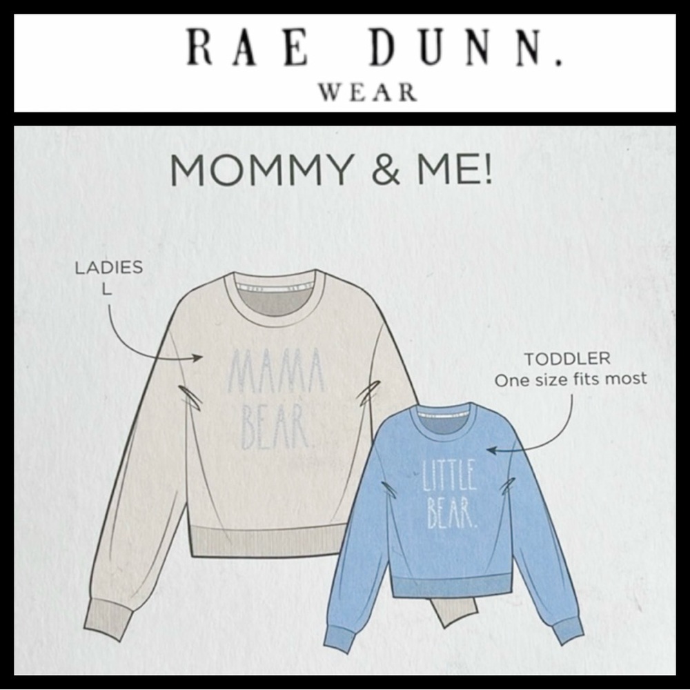 NWT Rae Dunn Mommy & Me Little Bear Sweatshirt Set